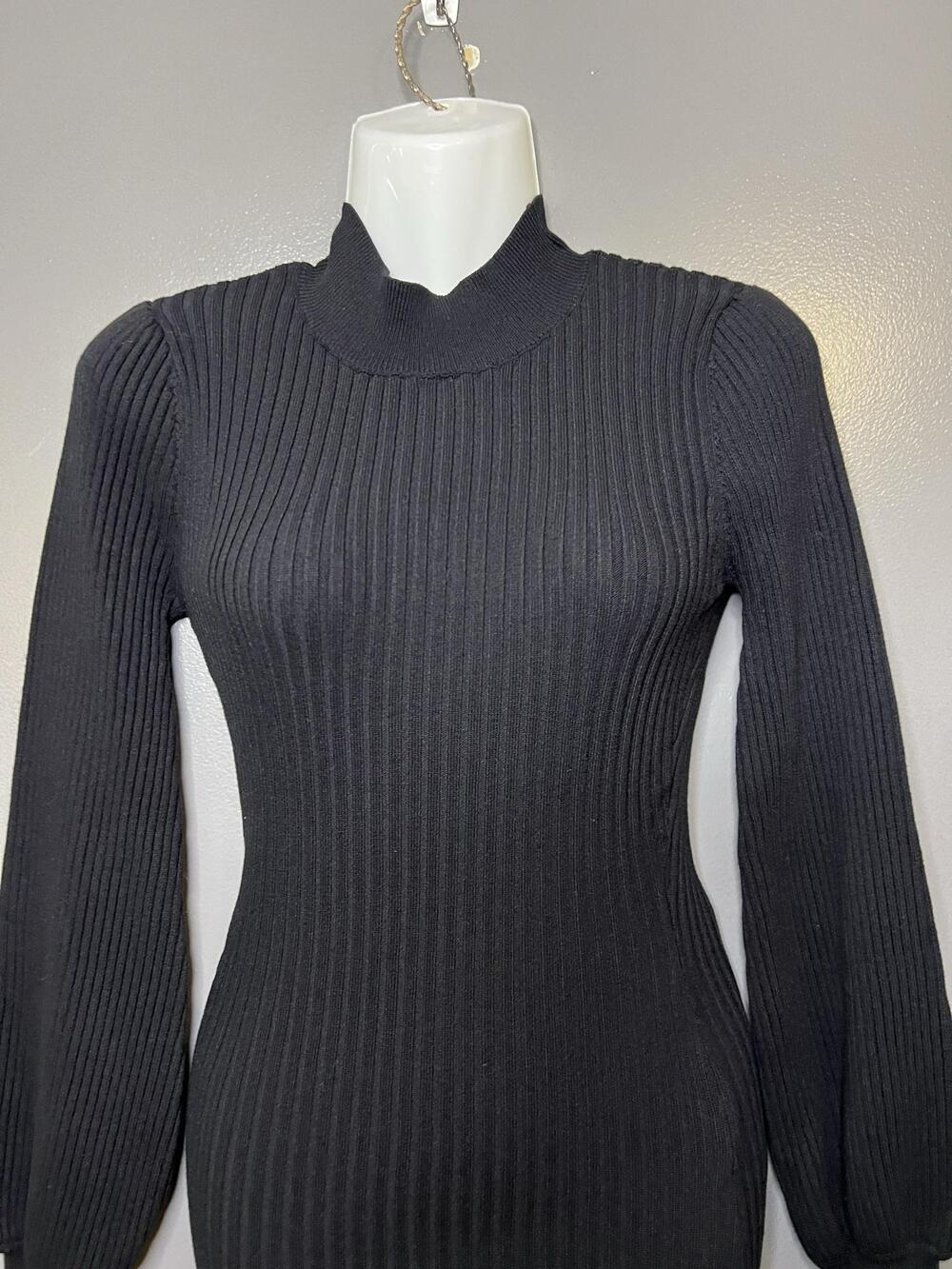 Windsor Dress Womens Medium Black Ribbed Knit Mock Neck Bodycon Sweater Mini